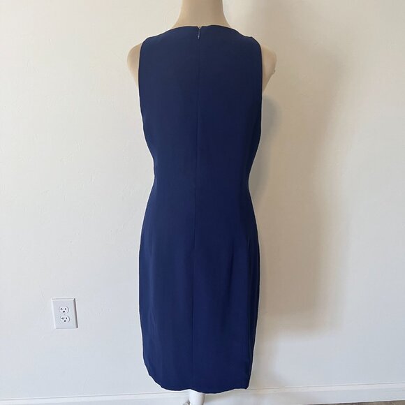 Amanda Uprichard Sleeveless Keyhole Midi Sheath Dress Blue Size L - Picture 4 of 10